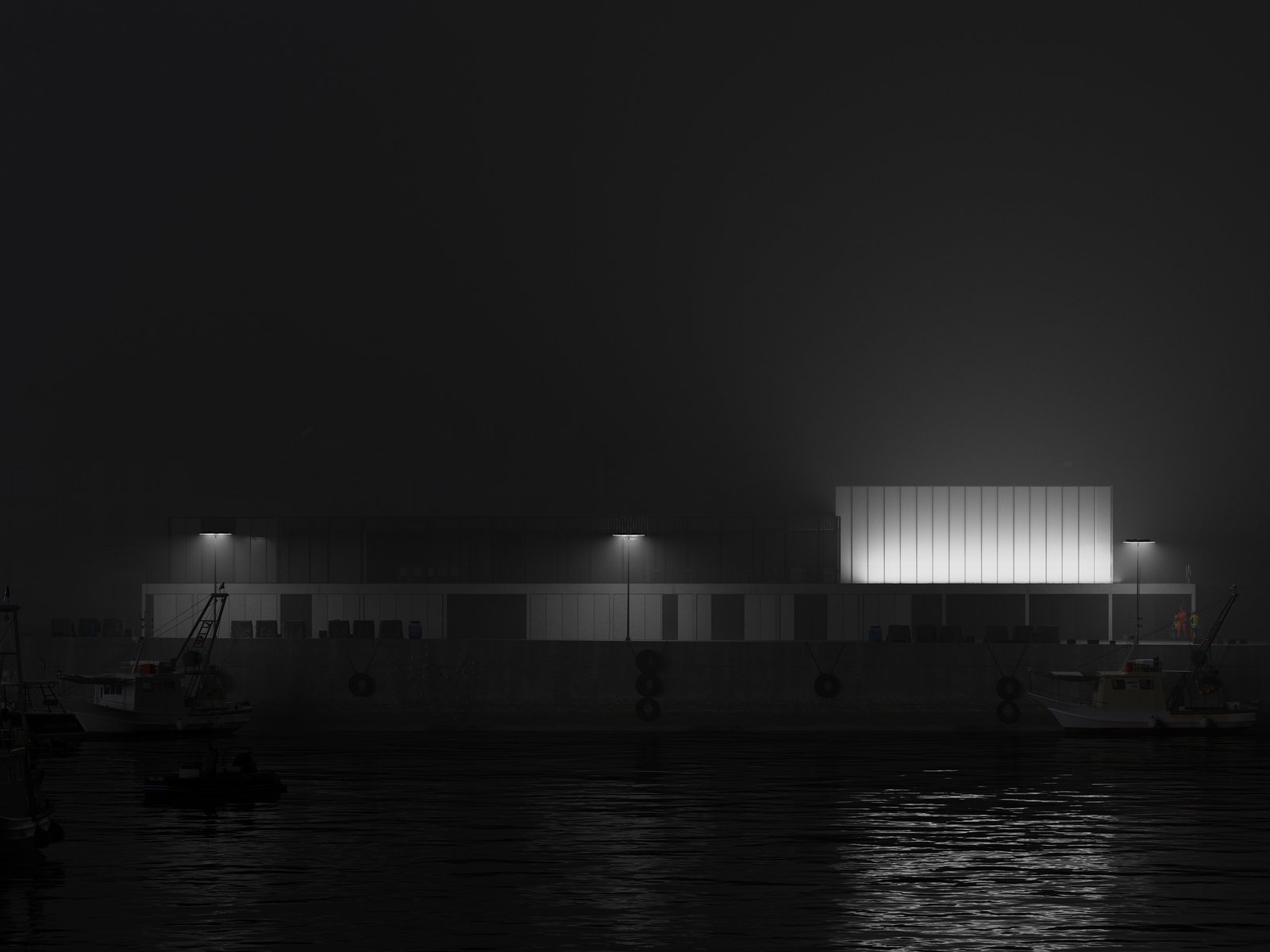 Anthracite Architecture, Quiberon — Criée Municipale — visualisation architecturale par Victor Deplus